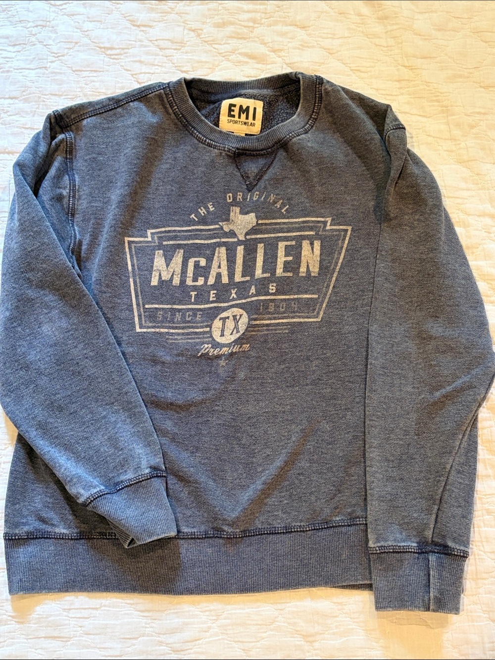 EMI Crewneck Sweatshirt with McAllen Texas Graphic - Blue